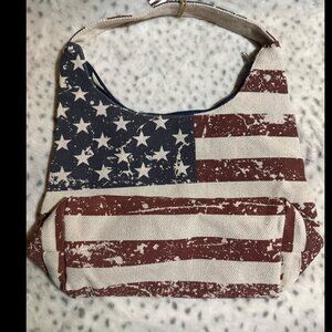 Distressed American Flag Canvas Shoulder Bag - NWT